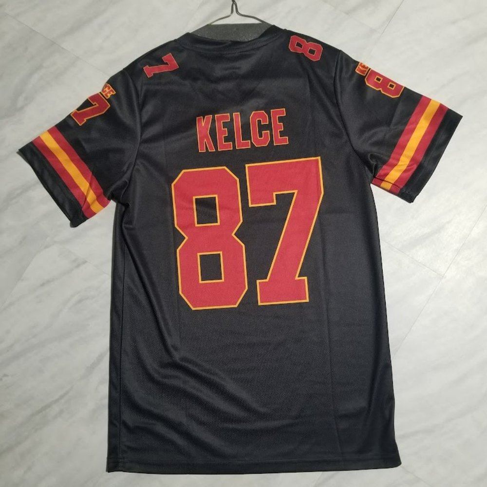 TRAVIS KELCE 87 - KANSAS CITY CHIEFS BLACK PRINTED FOOTBALL JERSEY